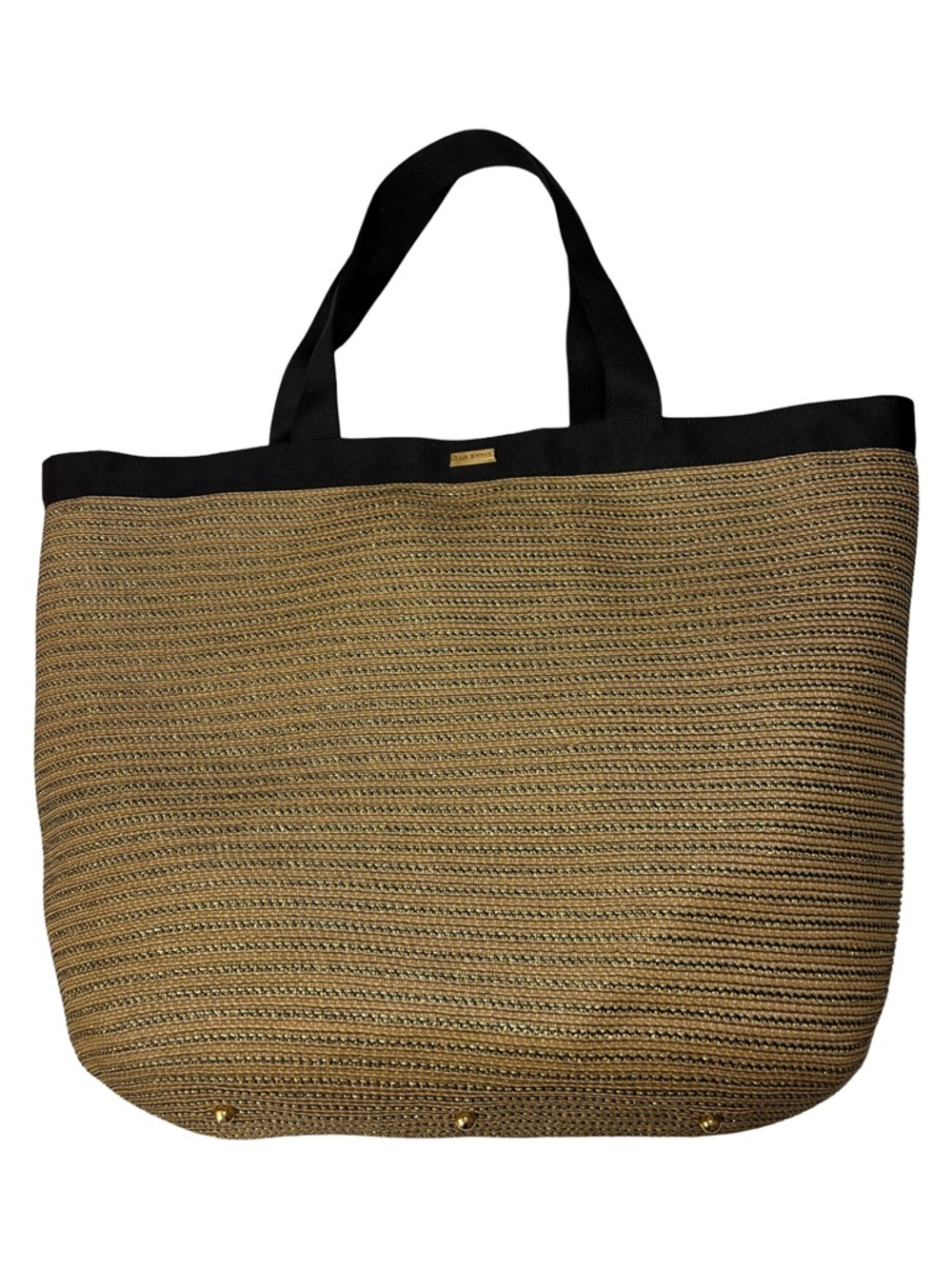 Eric Javitz Large RaffiaTote Bag with Black Trim